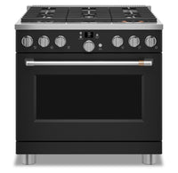 Cafe 6.2 Cu. Ft. Smart Gas Range with True European Convection and Self Clean Racks - Matte Black - …