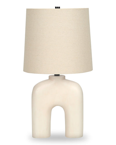 25" Cream Resin Arch Shaped Table Lamp|Lampe de table en forme d’arche de 25 po en résine crème