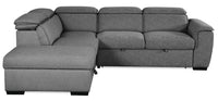 Myst 3-Piece Left-Facing Linen-Look Fabric Sleeper Sectional - Ash 