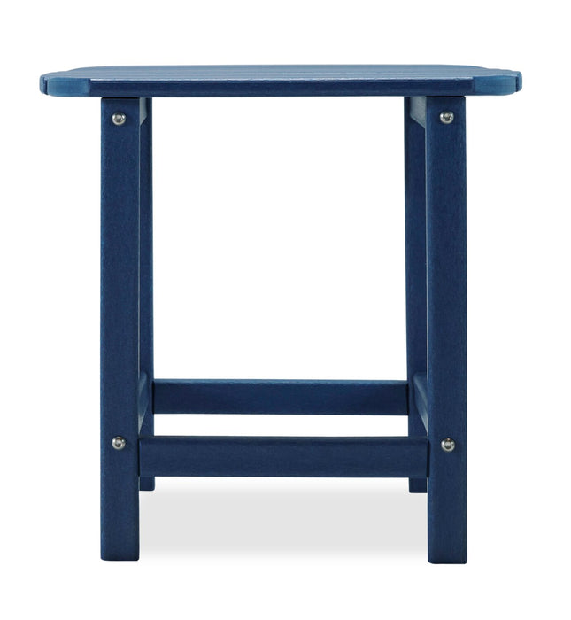 Bask Outdoor Patio End Table - 15\"W, High Density Plastic, UV & Weather Resistant - Blue