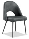 Kort & Co. Bay Dining Chair with Vegan Leather Fabric, Metal - Charcoal