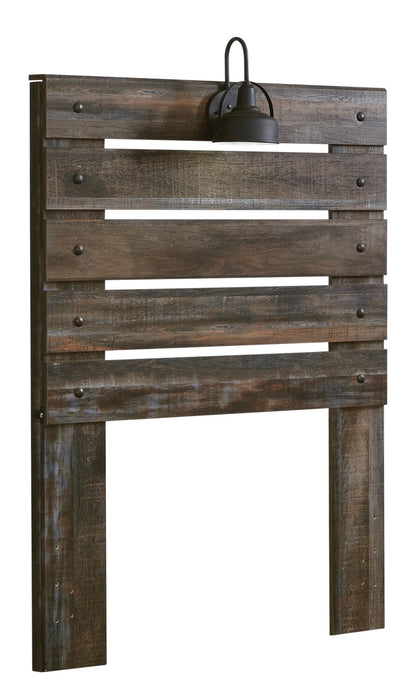 Abby Panel Headboard with LED Light & USB Ports for Kids, Brown - Twin Size