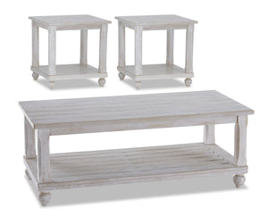 Minsk 3-Piece Coffee and Two End Tables Package - White 