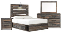 Abby 6-Piece Full Bedroom Package with Side Storage - Brown 