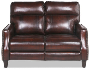 Porter Genuine Leather Power Reclining Loveseat with Power Headrest - Dune