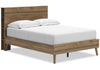 Mavi Platform Bed with Bookcase Headboard & Frame, USB, Mid-Century Modern, Brown - Full Size