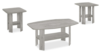 Everest 35.5" Modern 3-Pack Coffee + 2 End Tables with Shelf - Grey |Ensemble 3 tables modernes Everest de 35,5 po (table à café et 2 tables de bout) avec tablette - gris