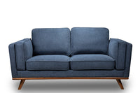 Kassia Linen-Look Loveseat - Blue 