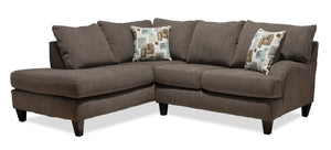 Nofia 2-Piece Chenille Left-Facing Sectional - Charcoal
