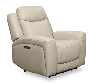 Prescott Genuine Leather Power Reclining Chair - Platinum