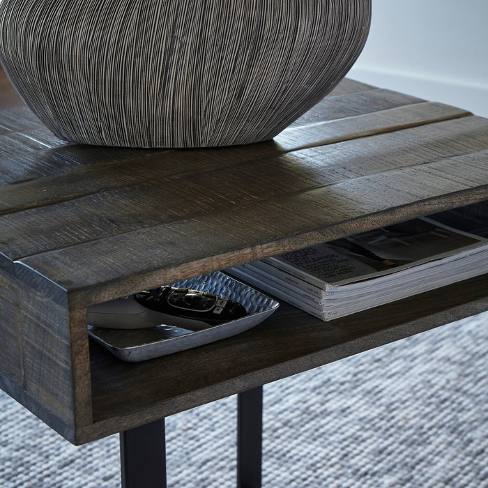 Vito 24\" Modern End Table with Storage - Brown with Black Metal Legs