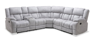 Colton 3-Piece Chenille Reclining Sectional with Console - Grey