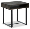 Vito 24\" Modern End Table with Storage - Brown with Black Metal Legs