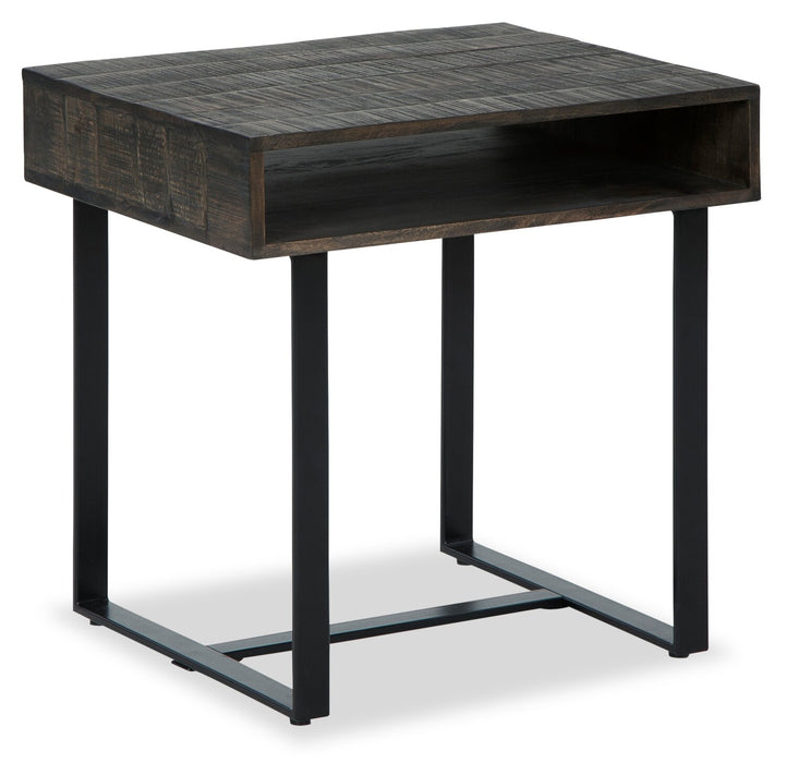 Vito 24\" Modern End Table with Storage - Brown with Black Metal Legs