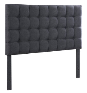 Dani Upholstered Adjustable Headboard in Grey Fabric, Tufted - Queen Size