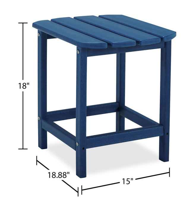 Bask Outdoor Patio End Table - 15\"W, High Density Plastic, UV & Weather Resistant - Blue