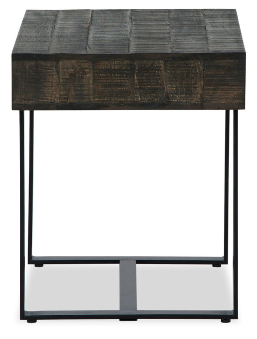 Vito 24\" Modern End Table with Storage - Brown with Black Metal Legs