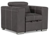 Drake Faux Suede Chair with Pull-Out Ottoman - Cement