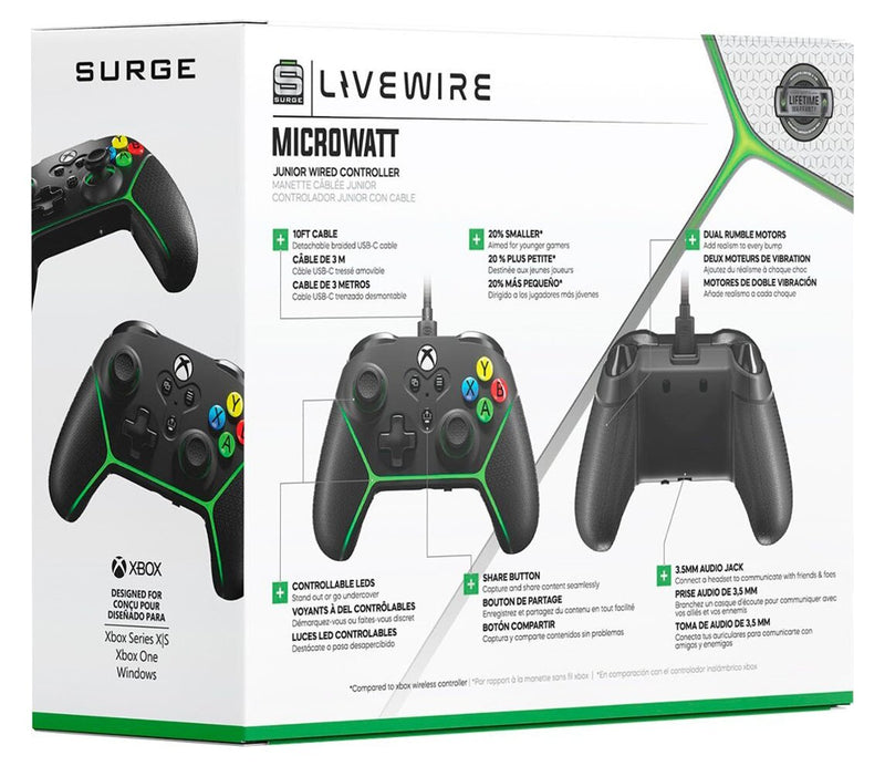 Surge Livewire Microwatt Junior Wired Controller for Xbox Series X/S and Xbox One 