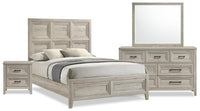 Lara 6pc Bedroom Set with Bed, Dresser, Mirror & Nightstand, Antique Grey - Queen Size 