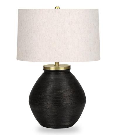 25" Black Concrete with Gold Accent Table Lamp|Lampe de table de 25 po béton noir avec touches dorées