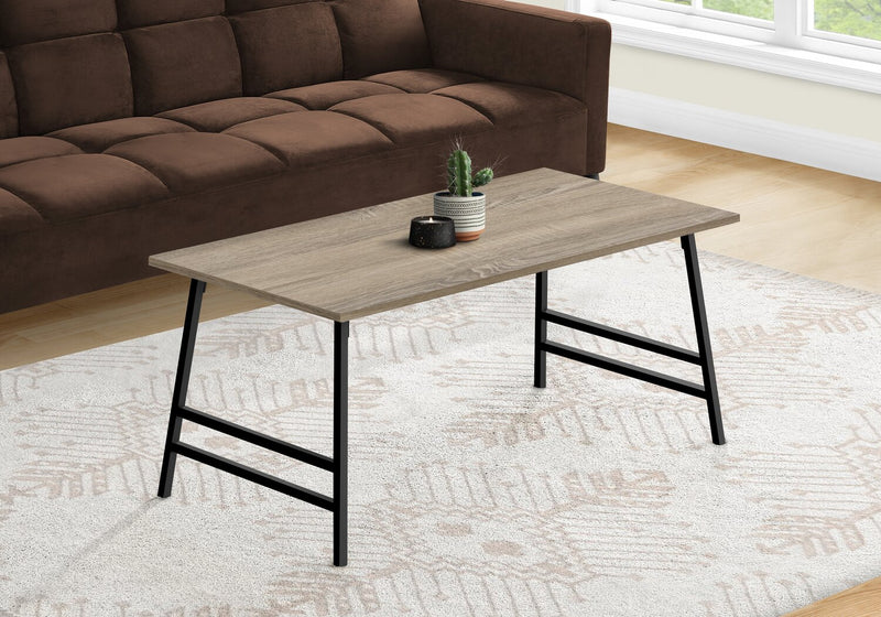 Atlas 40\" Modern Coffee Table - Taupe Top with Black Metal Legs
