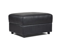 Romeo Genuine Leather Ottoman - Black 