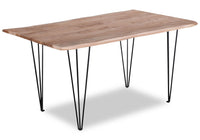 Miya Dining Table with Live Edge, Acacia Wood, Metal, 60