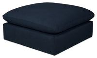 Eclipse Linen-Look Fabric Ottoman - Navy 