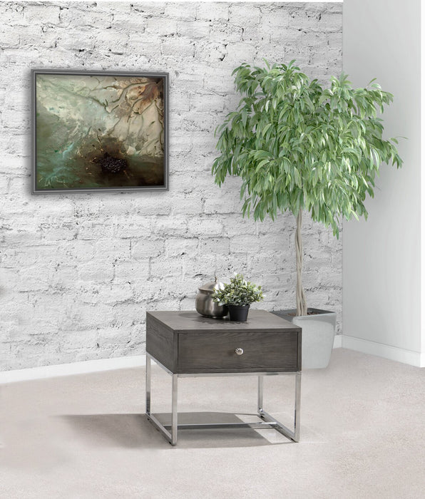 Echo 24\" Modern End Table with Storage - Brown with Silver Metal Legs
