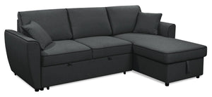 Ace 2-Piece Linen-Look Fabric Right-Facing Sleeper Sectional - Midnight