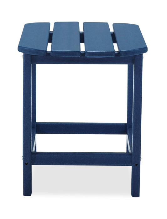 Bask Outdoor Patio End Table - 15\"W, High Density Plastic, UV & Weather Resistant - Blue