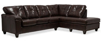 Made in Canada Addison 2-Piece Right-Facing Faux Leather Sectional with Removable Seat Cushions - Brown 