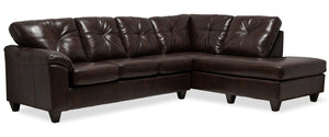 Made in Canada Addison 2-Piece Right-Facing Faux Leather Sectional with Removable Seat Cushions - Brown