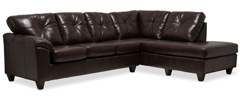 Made in Canada Addison 2-Piece Right-Facing Faux Leather Sectional with Removable Seat Cushions - Brown