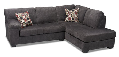 Morty 2-Piece Chenille Right-Facing Condo Sectional - Grey 