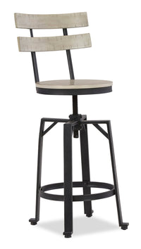 Axel Barstool with Swivel & Adjustable Seat, Slat-Back, Metal - White 