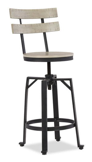 Axel Barstool with Swivel & Adjustable Seat, Slat-Back, Metal - White