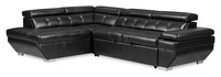 Element 2-Piece Left-Facing Faux Leather Sleeper Sectional with Adjustable Headrests and USB Port - Black 