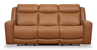 Prescott Genuine Leather Power Reclining Sofa - Butternut 