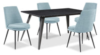 Nico 5pc Dining Set with Table & 4 Fig Chairs, Sintered Stone Top, Metal, 60