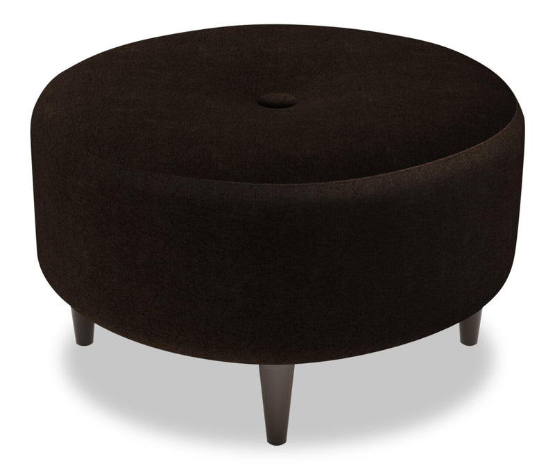 Made in Canada Customizable Sofa Lab The Curve 31\" Chenille Fabric Ottoman - Luxury Chocolate Brown
