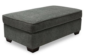 Verona Brushed Linen-Look Fabric Storage Ottoman – Charcoal