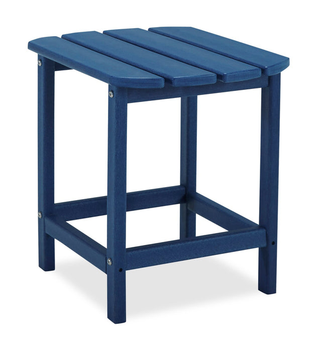 Bask Outdoor Patio End Table - 15\"W, High Density Plastic, UV & Weather Resistant - Blue