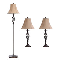 Fiona 3-Piece Floor and Two Table Lamps Set 