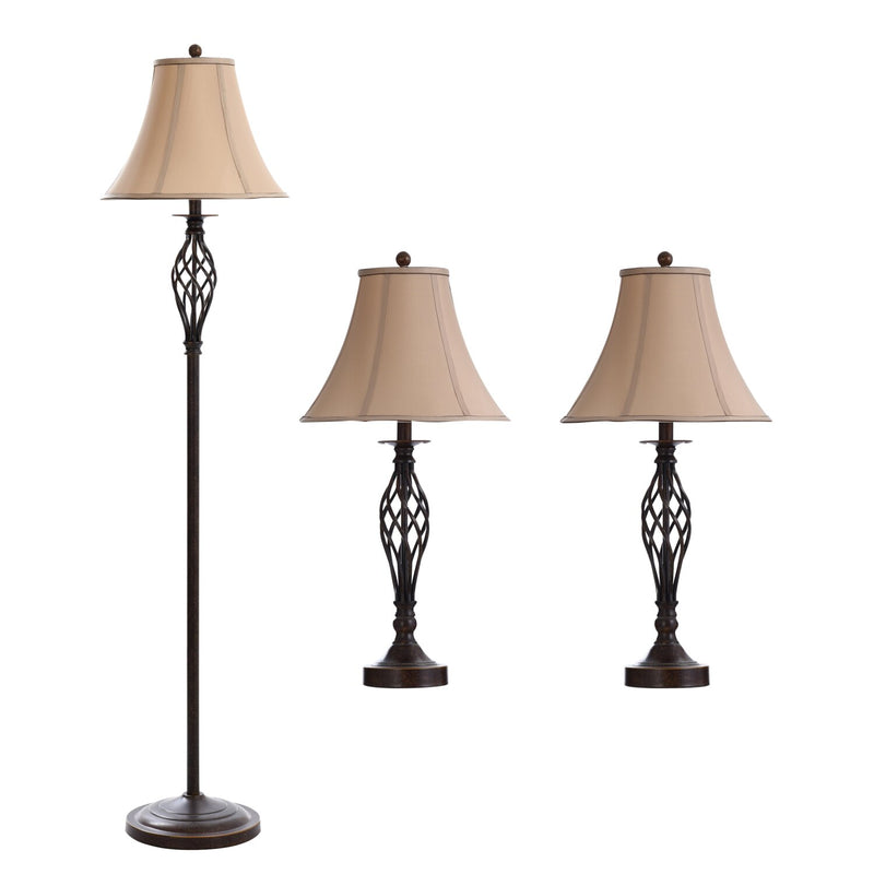 Fiona 3-Piece Floor and Two Table Lamps Set 