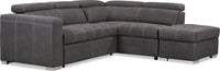 Drake 3-Piece Right-Facing Faux Suede fabric Sleeper Sectional with Storage Ottoman - Cement Grey 