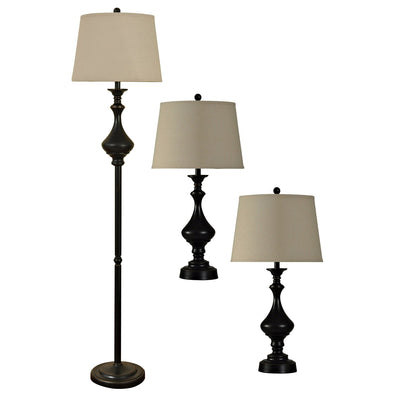 Julia 3-Piece Floor and Two Table Lamps Set 