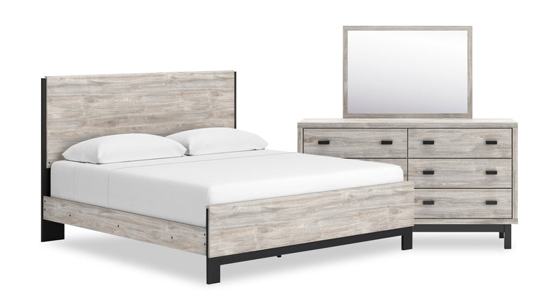 Zen 5pc Bedroom Set with Bed, Dresser & Mirror, Light Grey - King Size