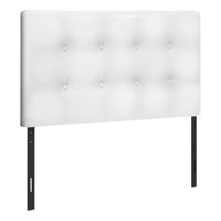 Estel Upholstered Headboard in White Vegan Leather Fabric, Button Tufted - Twin Size 